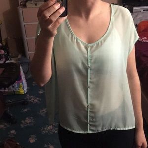 Cotton Express mint sheer top